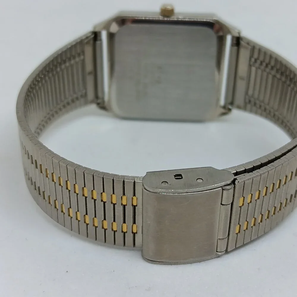 Helbros 87-3 Men's 29x30mm Slim Profile Two Tone Gray Dial Quartz Dress Watch
